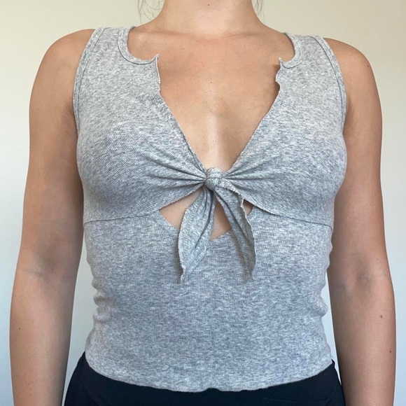 Urban Outfitters Tops - Urban Outfitters Out From Under Gray Tie Front Tank Top